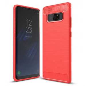 Carbon Fiber Brushed Shockproof TPU Rubber Case For Samsung Galaxy Note 8 - Red