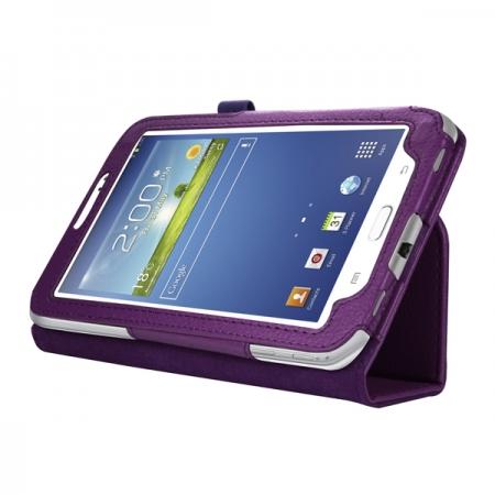 Leather Folding Folio Stand Case Cover For Samsung Galaxy Tab 3 7.0\" T210 P3200 P3210 - Purple