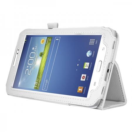 Leather Folding Folio Stand Case Cover For Samsung Galaxy Tab 3 7.0\" T210 P3200 P3210 - White