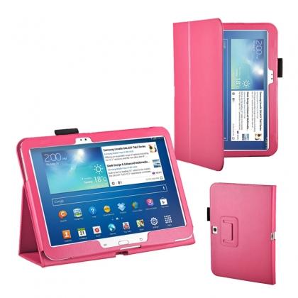 smart cover samsung galaxy tab 10.1,PU Leather Flip Tablet Case Cover for Samsung Galaxy Tab 3 10.1" P5200/P5210 - Hot Pink