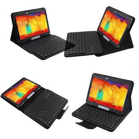 Removable Bluetooth Keyboard Leather Case for Samsung Galaxy Tab Pro 10.1 T520 - Black