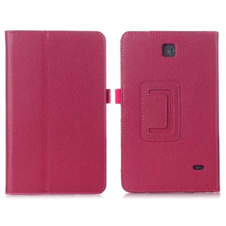 Lychee Leather Pouch Case With Stand for Samsung Galaxy Tab 4 8.0 T330 - Hot pink