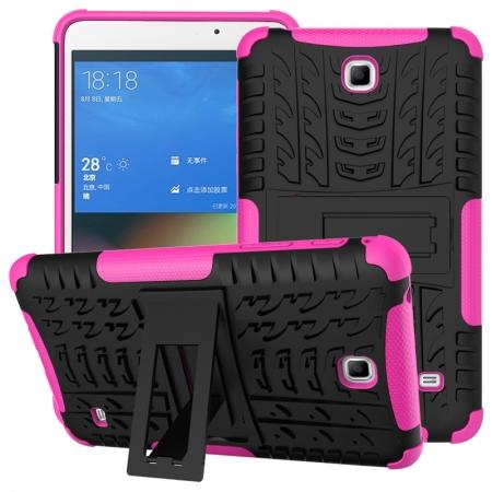 Rugged Hybrid Dual Layer Case with Kickstand for Samsung Galaxy Tab 4 7.0 T230 - Hot pink