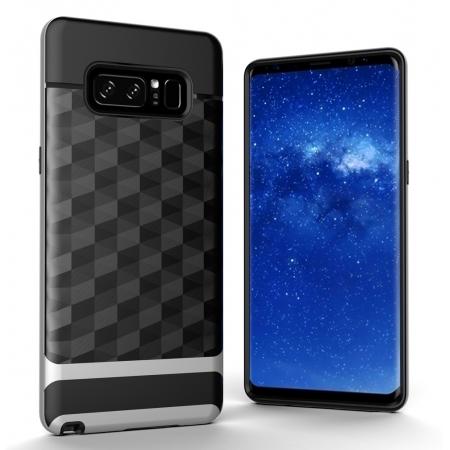 Shock-Absorption Rubber TPU Hybrid Hard Bumper Protective Case for Samsung Galaxy Note 8 - Silver