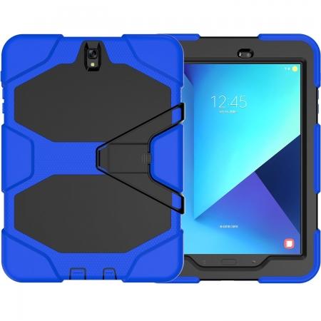 PC+Silicone Hybrid Kickstand Rugged Armor Case for Samsung Galaxy S3 9.7\" T820/825 - Blue