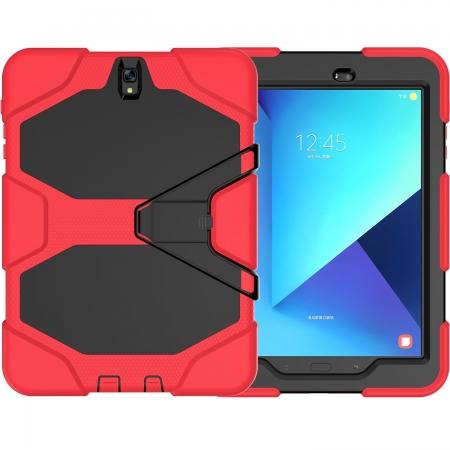PC+Silicone Hybrid Kickstand Rugged Armor Case for Samsung Galaxy S3 9.7\" T820/825 - Red