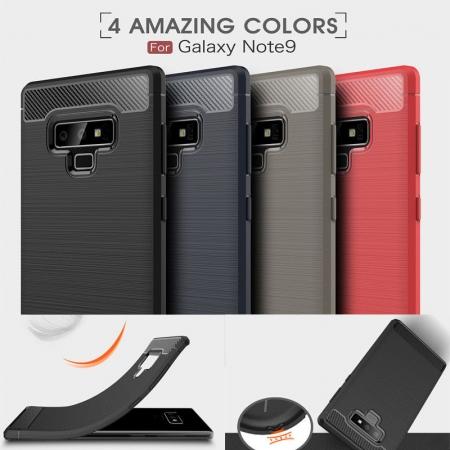 For Samsung Note 9 Shockproof Carbon Fiber Soft TPU Rubber Case Cover