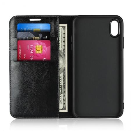 For iPhone XS Max Leather Wallet Stand Case Card Slot Shockproof Flip Cover - Black 48178
