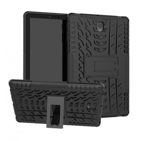 2 in 1 Rugged Shockproof Kickstand Cover Armor Back Case for Samsung Galaxy Tab S4 10.5 T830/T835 - Black