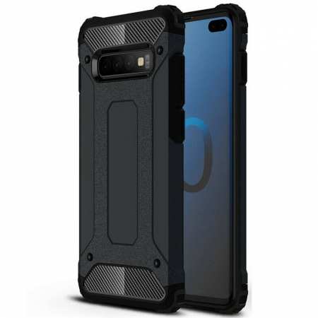 For Samsung Galaxy S10 Phone Armor Hybrid Rugged Shockproof Cover - Black