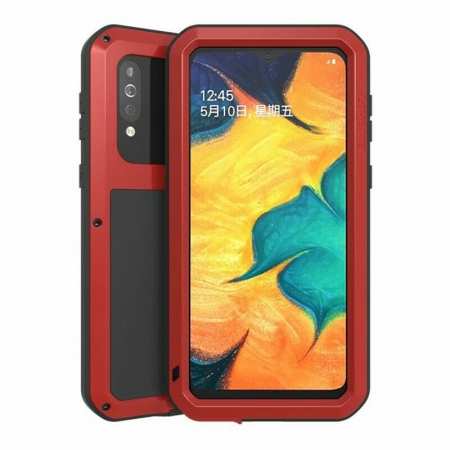 For Samsung Galaxy A40S - Love Mei Powerful Shockproof Aluminium Metal Cover Case  - Red