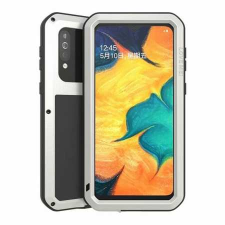 For Samsung Galaxy A40S - Love Mei Powerful Shockproof Aluminium Metal Cover Case  - Silver