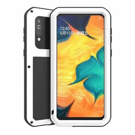For Samsung Galaxy A40S - Love Mei Powerful Shockproof Aluminium Metal Cover Case  - White
