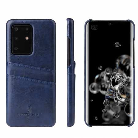 For Samsung Galaxy S20+ Plus Ultra Wallet Credit Card Slot Leather Case Back Cover - Navy Blue