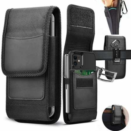 For Samsung Galaxy A12 Case Phone Holster Belt Clip Pouch Card Holder Nylon Wallet Cover