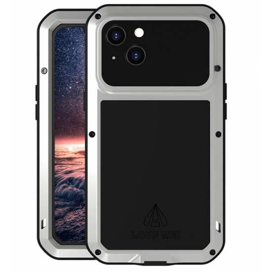 For iPhone 15 14 Pro Max Aluminum Shockproof Waterproof Gorilla Case Cover - Silver