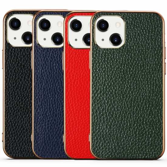 For iPhone 14 13 Pro Max Case Genuine Real Cowhide Leather Back Cover