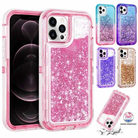 Shockproof Liquid Glitter Square Phone Case For iPhone 15 14 13 Pro Max