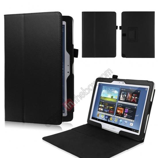 New Lychee Leather Pouch Case With Stand for Samsung Galaxy Note 10.1 P600/P601 2014 Edition - Black