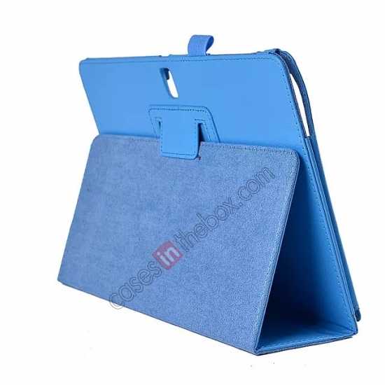Lychee Leather Stand Fold Folio Case for Samsung Galaxy Tab S 10.5 T800 - Light blue