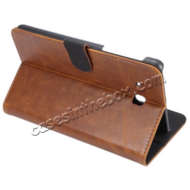 Crazy Horse PU Leather Wallet Flip Stand Smart Case Cover for Samsung Galaxy Tab A 7.0 T280 - Brown