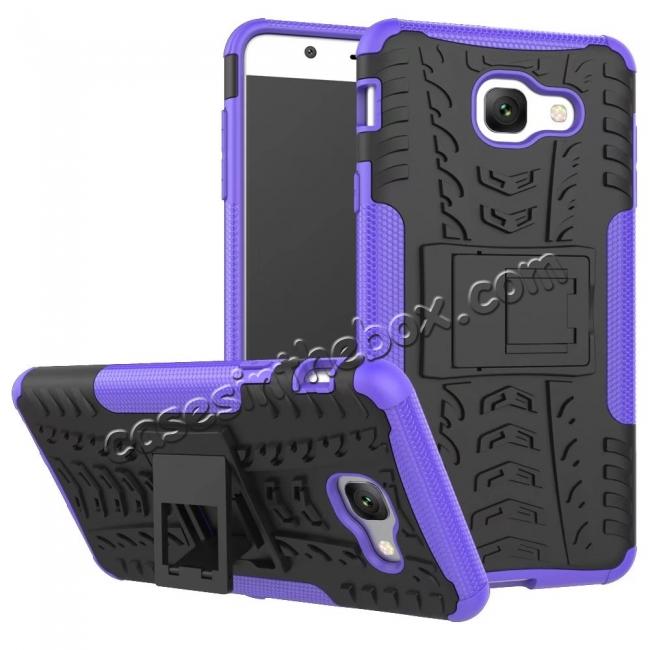 Hard and Soft TPU Hybrid Defender Kickstand Phone Case For Samsung Galaxy J7 Max - Purple