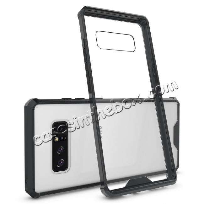 Crystal Clear Hard Back Hybrid TPU Bumper Protective Case For Samsung Galaxy Note 8 - Black