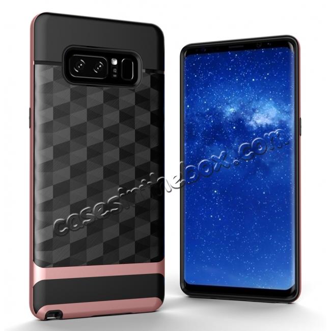 Shock-Absorption Rubber TPU Hybrid Hard Bumper Protective Case for Samsung Galaxy Note 8 - Rose gold