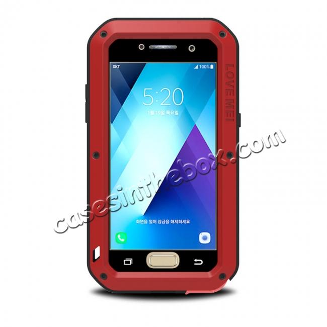 Shockproof Dustproof Waterproof Aluminum Tempered Glass Case for Samsung Galaxy A5 (2017) - Red