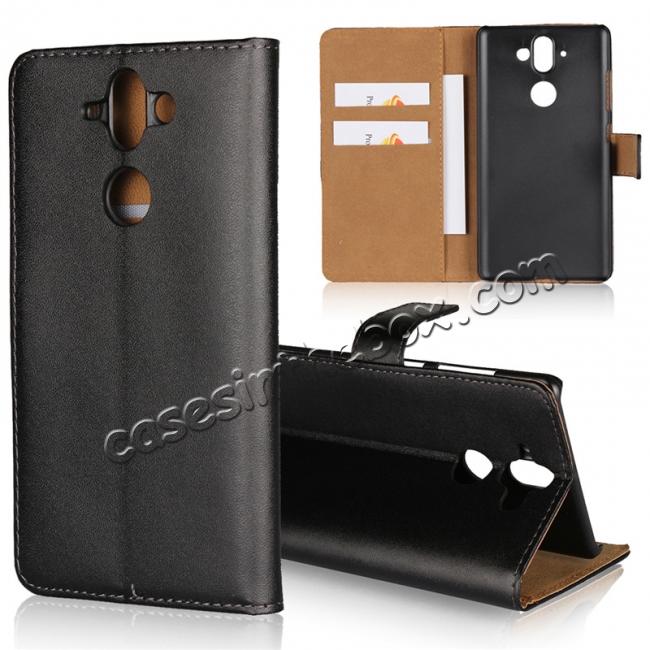Luxury Genuine Leather Magnetic Flip Stand Wallet Case Cover For Nokia 9 - Black