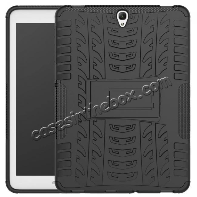 Hybrid Protection Cover Built-In Kickstand Case For Samsung Galaxy Tab S3 9.7 2017 T820 - Black