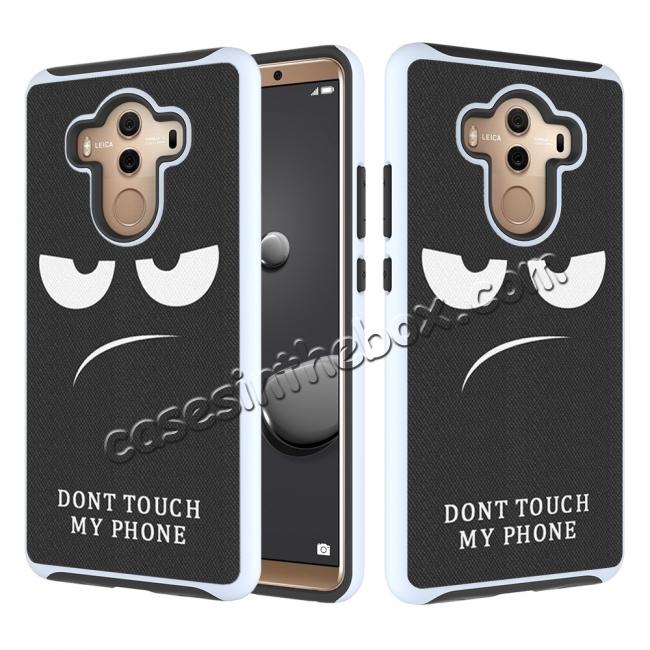 Patterned Hard TPU Hybrid Shockproof Protective Case Cover For Huawei Mate 10 Pro - White&Black