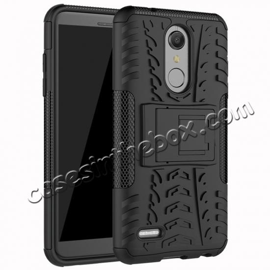 Case For LG K30 / K10 2018 Rugged Armor Defender Kickstand Phone Cover - Black