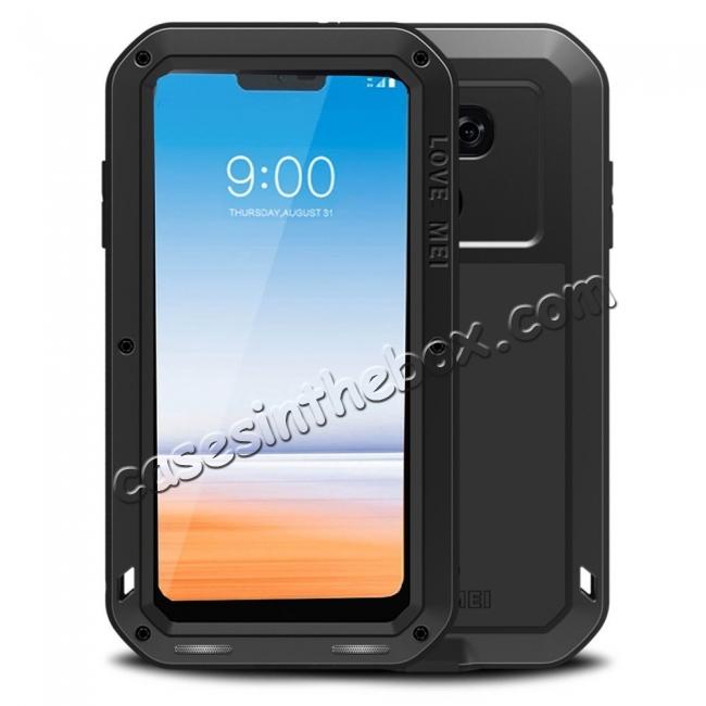 Shockproof Aluminum Metal Super Anti Shake Silicone Protection Case Gorilla Glass for LG G7 / G7 ThinQ - Black