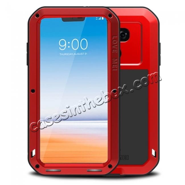 Shockproof Aluminum Metal Super Anti Shake Silicone Protection Case Gorilla Glass for LG G7 / G7 ThinQ - Red