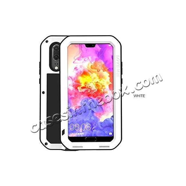 Shockproof Dustproof Aluminum Metal Tempered Glass Case For Huawei P20 Pro - White