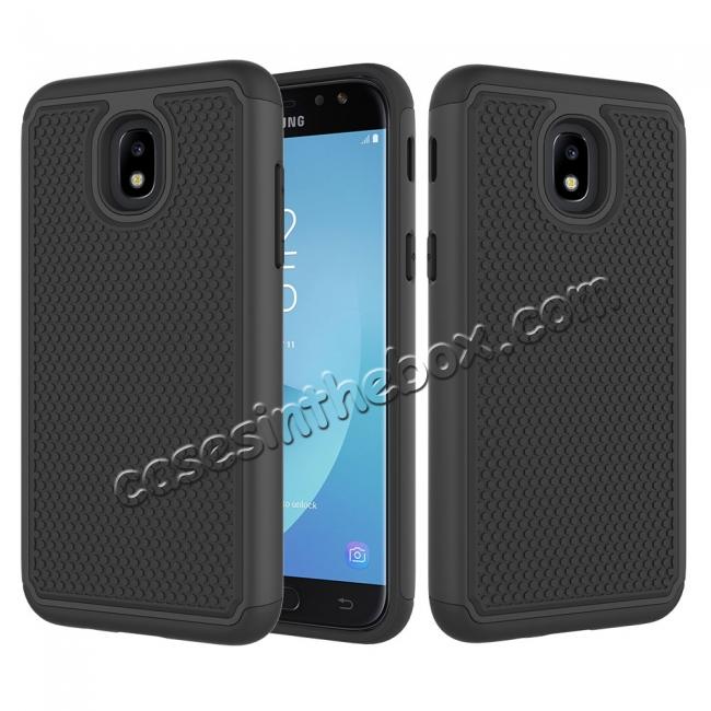 Hybrid Dual Layer Shockproof Protective Phone Case Cover For Samsung Galaxy J3 (2018) - Black
