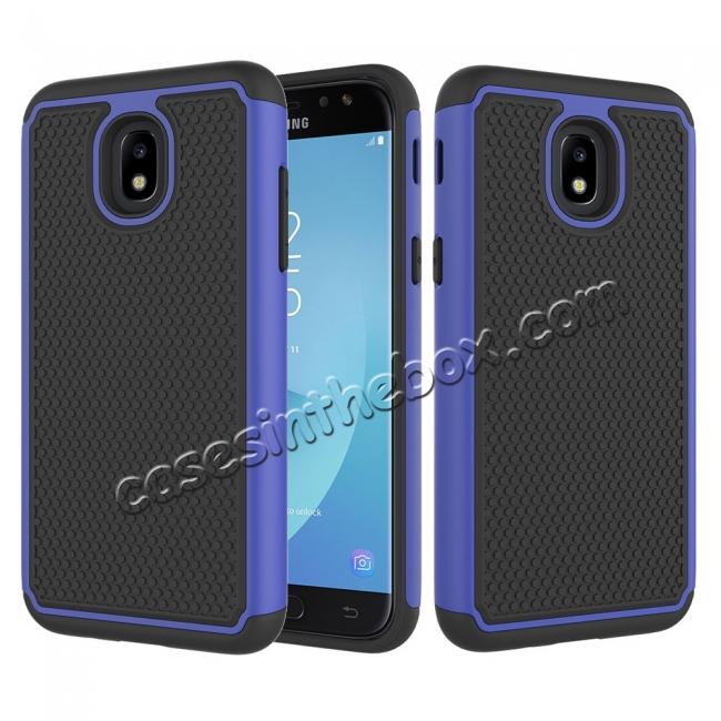 Hybrid Dual Layer Shockproof Protective Phone Case Cover For Samsung Galaxy J3 (2018) - Dark blue