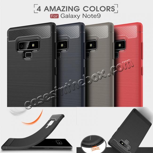 For Samsung Note 9 Shockproof Carbon Fiber Soft TPU Rubber Case Cover