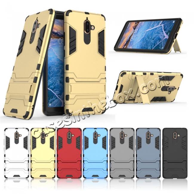 For Nokia 7 Plus 2018 Case with Built-in Kickstand Hybrid Rugged Armor Cover