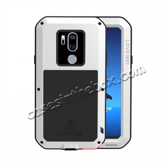 For LG G7 / LG G7 ThinQ Aluminum Metal Gorilla Glass Shockproof Waterproof Case Cover  - White