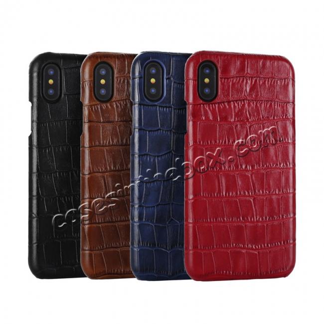 For iPhone SE 2020 Xs Max XR XS 7 8 Leather Crocodile Pattern Hard Back Case Cover