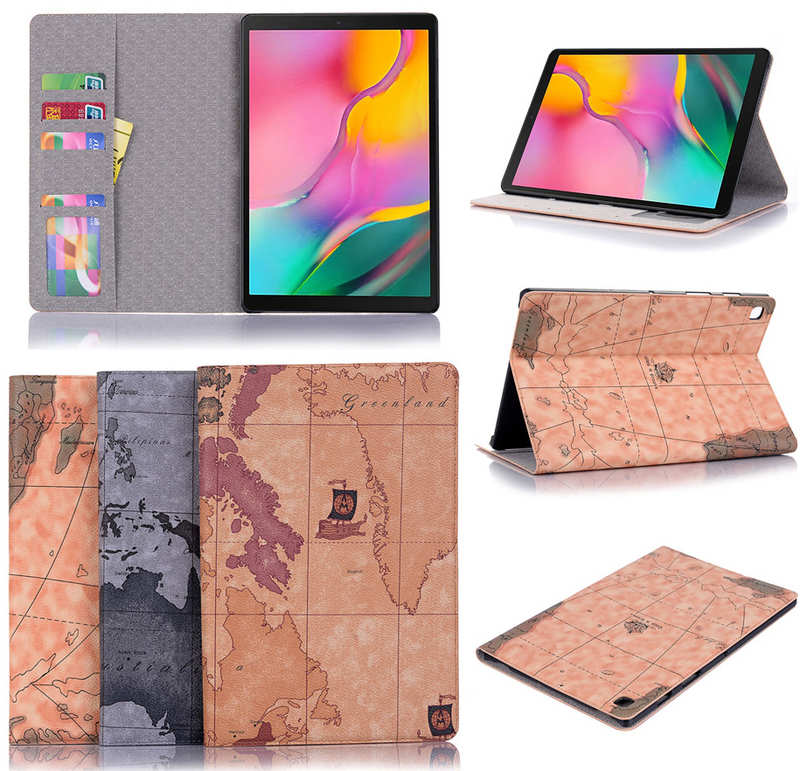 For Samsung Galaxy Tab A7 10.4 Hard Case World Map Pu Leather Stand Cover